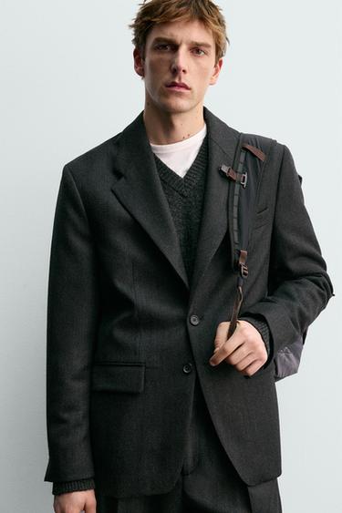 BLAZER DE COSTUME EN TWILL 100% LAINE AARON LEVINE X ZARA - Gris foncé de Zara - Image 4