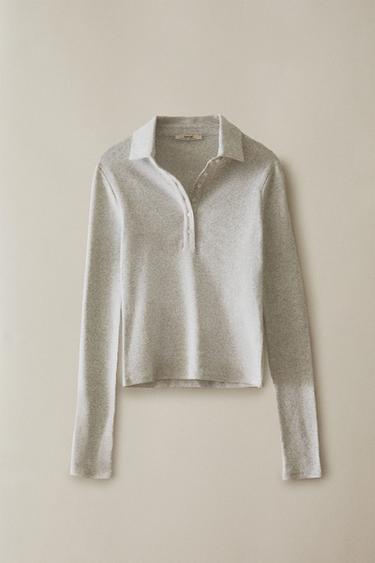 LONG SLEEVE POLO T-SHIRT - Grey by Zara - Image 5