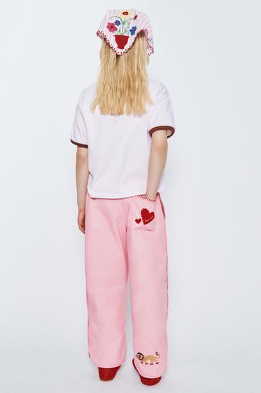 STRIPED EMBROIDERED BANDANA SISSEL EDELBO X ZARA KIDS - Pink by Zara