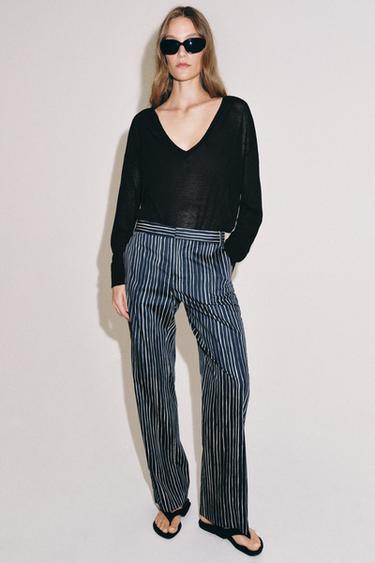 ZW COLLECTION STRIPED TROUSERS - Navy blue by Zara - Image 0