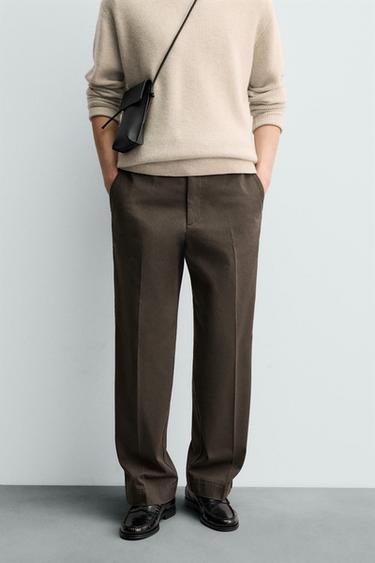 TWILL CHINO TROUSERS - Brown by Zara