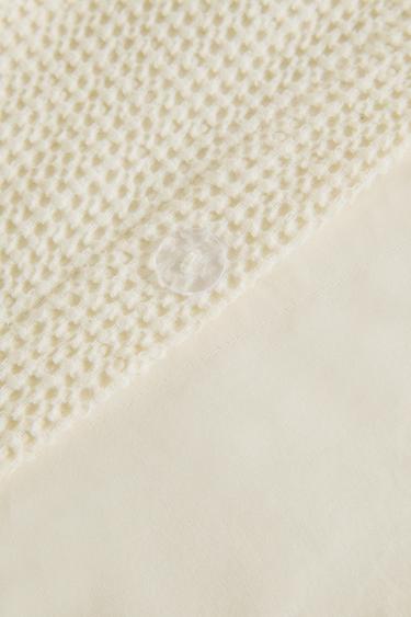MINI WAFFLE-KNIT COTTON DUVET COVER - Oyster-white by Zara