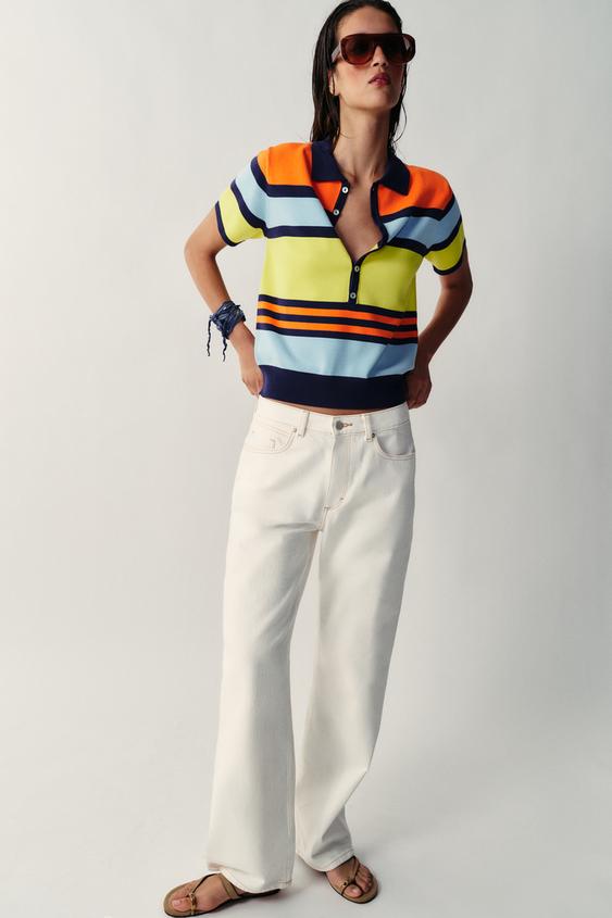 STRIPED KNIT POLO SHIRT - Printed by Zara - Image 0