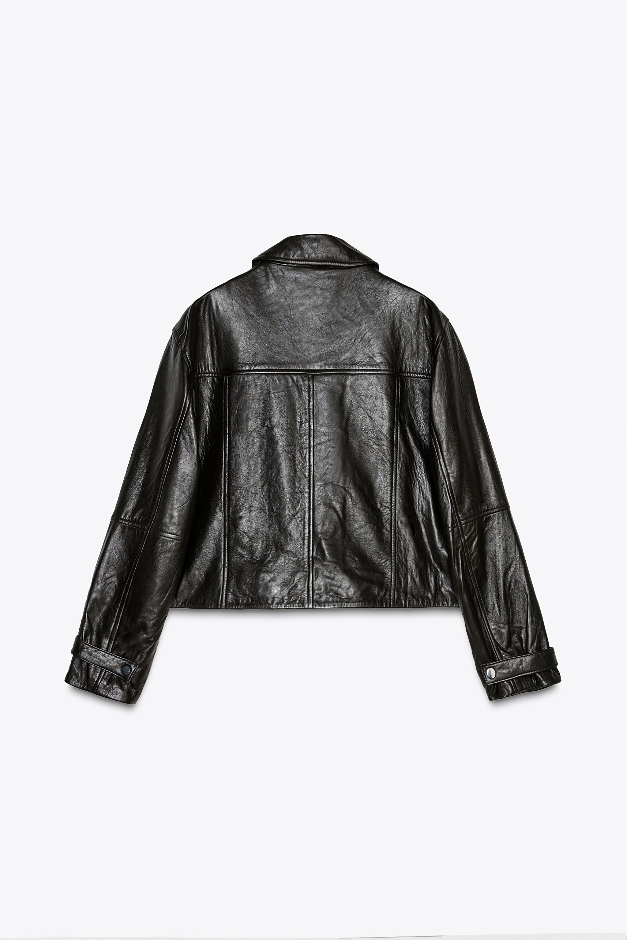 100% LEATHER JACKET WITH POCKETS - Brown | ZARA Australia