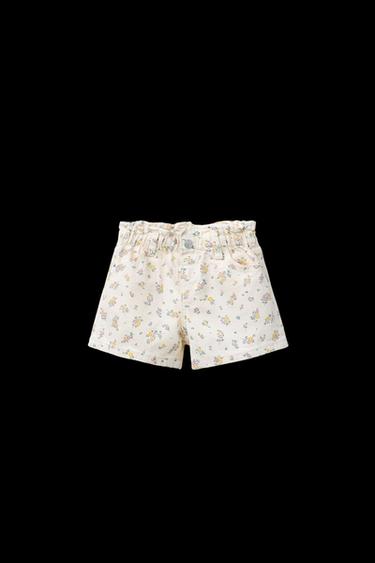Zara COMFORT TWILL PAPERBAG SHORTS - Ecru - Image 0