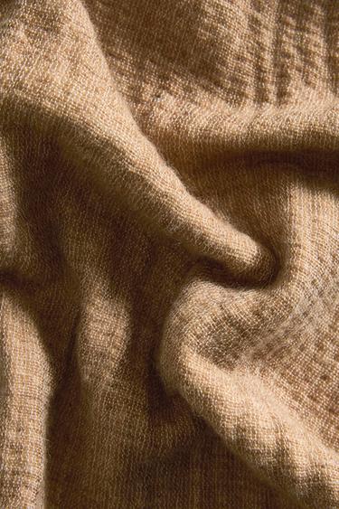 COTTON BLEND THROW - Dark beige by Zara - Image 3