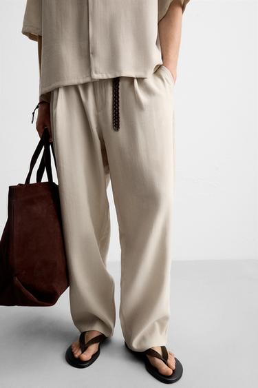 FLOWING PLEATED TROUSERS - Light beige by Zara