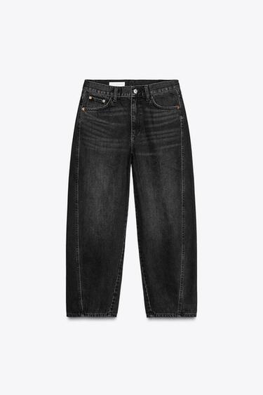 Zara TRF CROPPED HIGH WAIST JEANS - Black