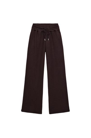 بنطلون مستقيم من القطيفة - بني الخاص بـ Zara