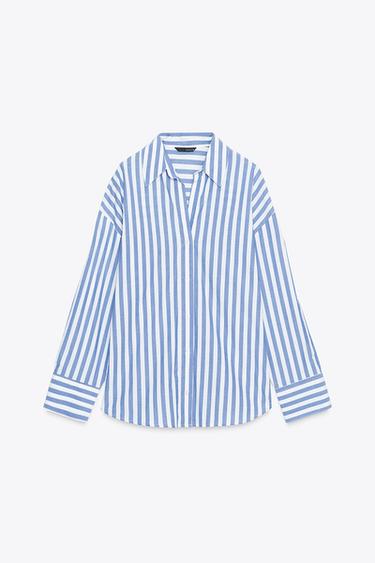 CAMISA RAYAS - Azul de Zara - Imagen 0
