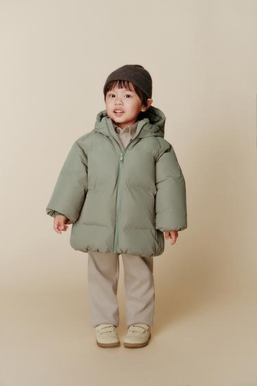 撥水加工フード付きキルティングコートカーキZaraの撥水加工フード付きキルティングコート - カーキ 