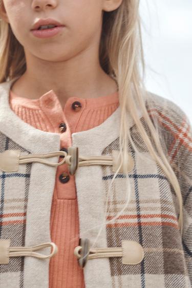 LIMITED EDITION CHECK PONCHO CAPE WITH WOOL - Beige-brown by Zara - Image 2