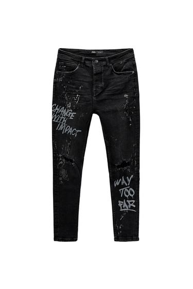 GRAFFITI PRINT SKINNY JEANS
