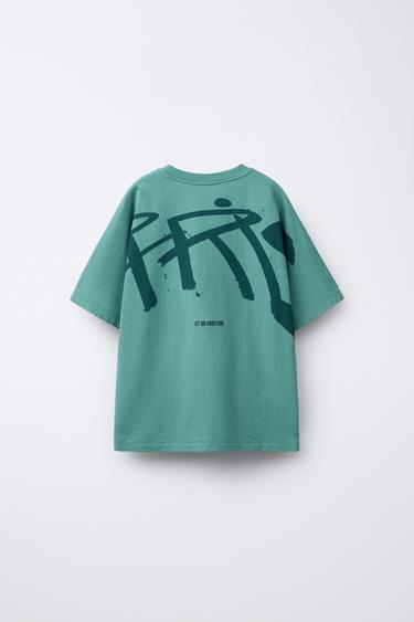 GRAFFITI PRINT T-SHIRT - Green by Zara - Image 1