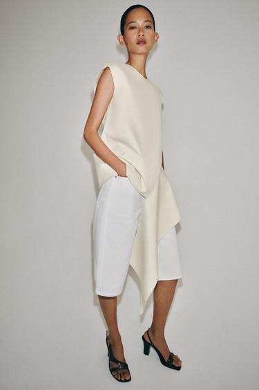 TOP ASYMÉTRIQUE ZW COLLECTION - Écru de Zara - Image 3