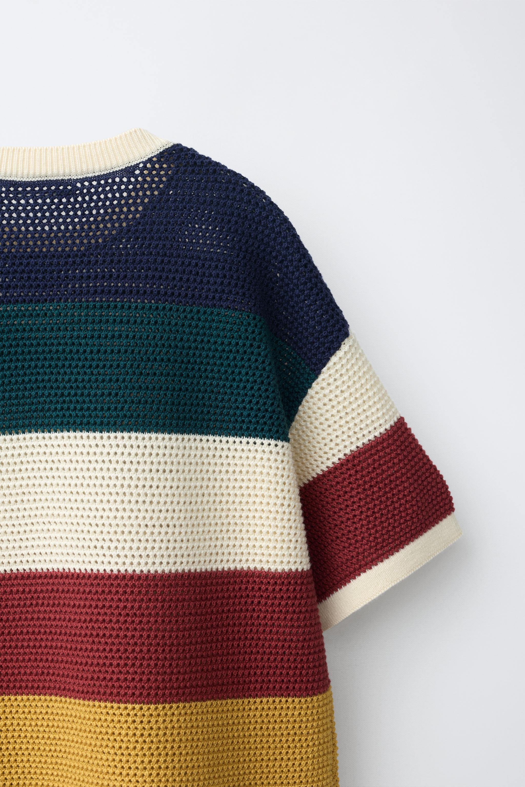 Детские футболки Zara STRIPED KNIT T-SHIRT — фото 4