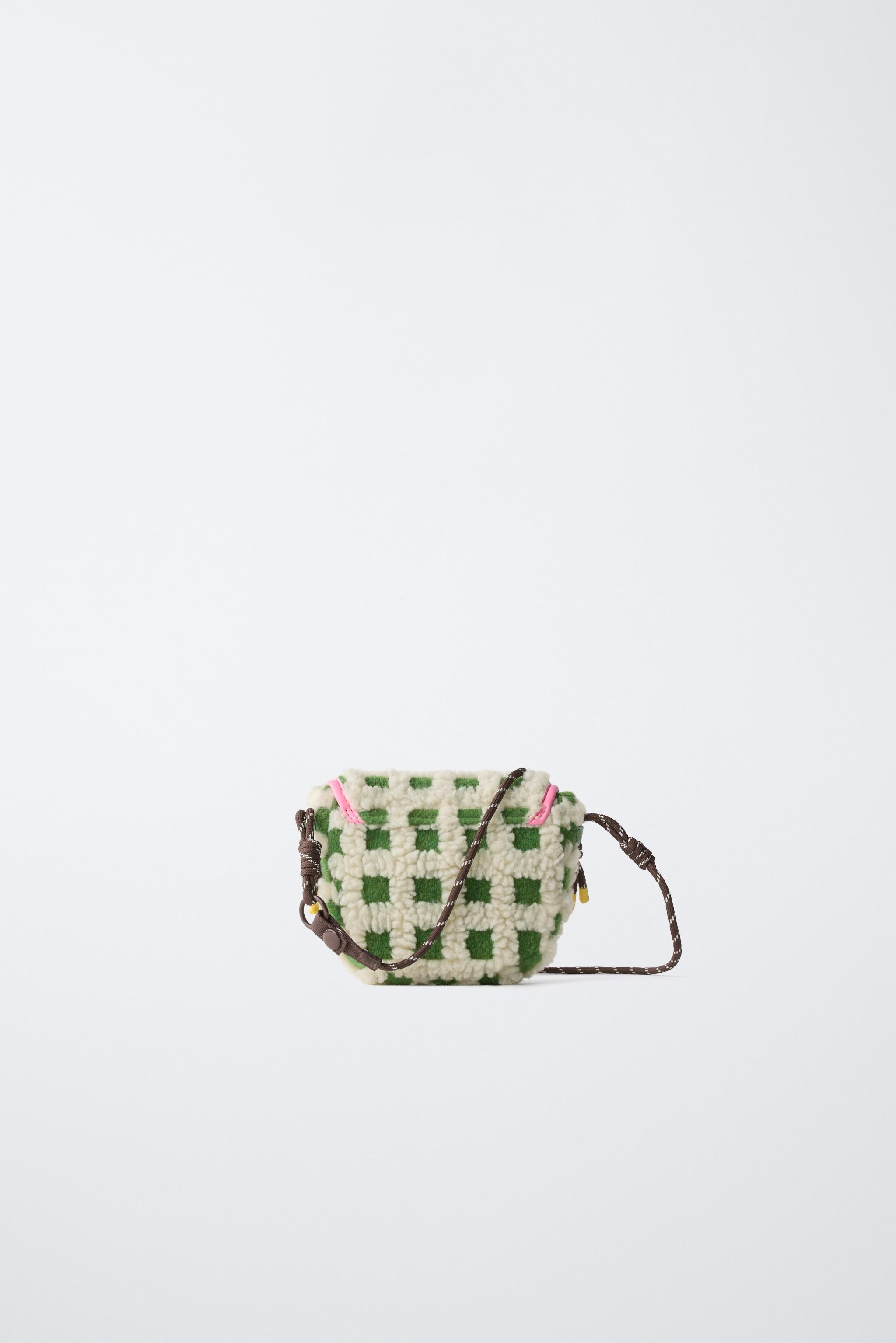 SHEARLING PLAID CROSSBODY BAG
