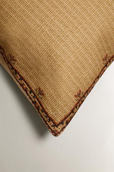 CUSHION COVER WITH FLORAL DETAIL - Light beige by Zara - Image 1