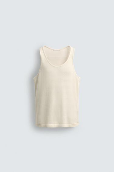 CAMISETA TANK ESTRUTURA - Branco-marfim da Zara