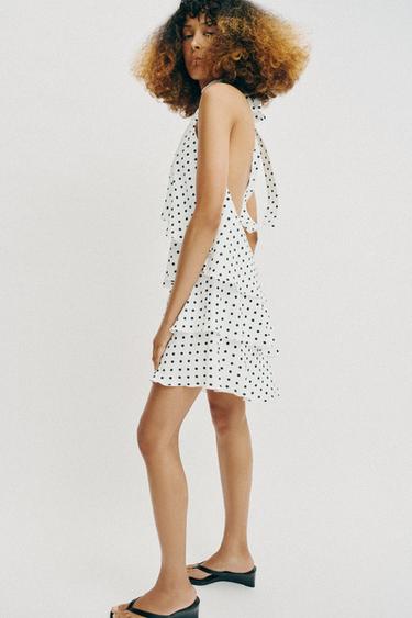HALTER DOTS DRESS - Black / White by Zara - Image 2