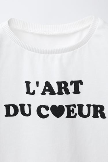 T-SHIRT À INSCRIPTION IMPRIMÉE - Blanc de Zara - Image 2