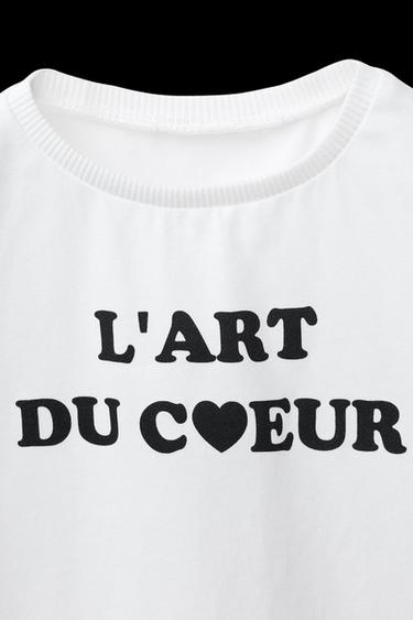 Zara TEXT PRINT T-SHIRT - White