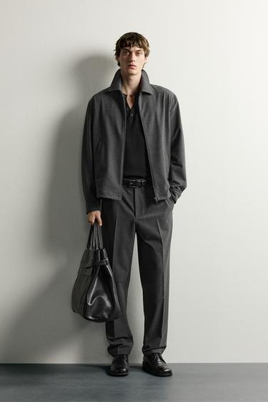 Zara REGULAR FIT TROUSERS - Charcoal gray