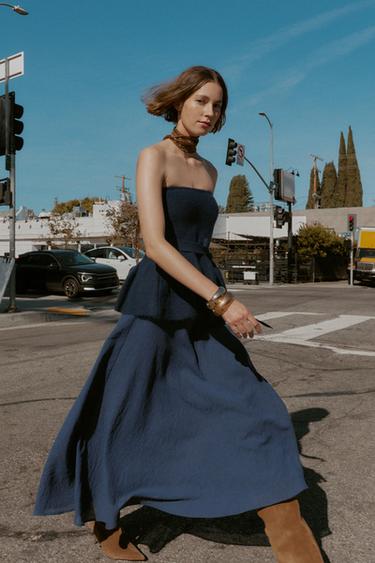 LAYERED MIDI SKIRT - Blue by Zara - Image 4