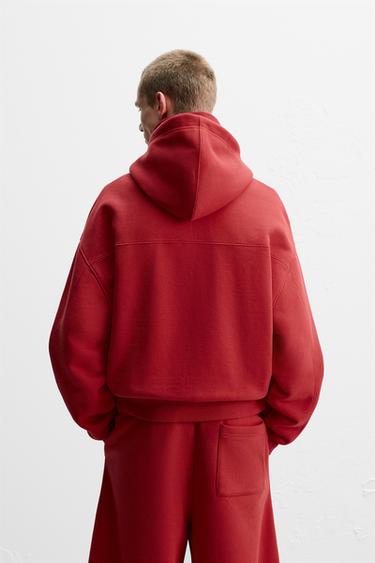 LIMITED EDITION HEAVYWEIGHT ZIP-UP HOODIE - Red by Zara - Image 2
