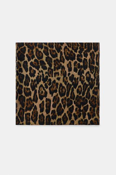 LENÇO DE LINHO COM ESTAMPADO ANIMAL - Leopardo da Zara