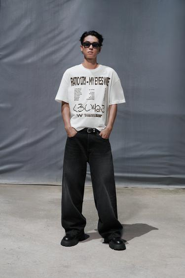 BAGGY WIDE-LEG JEANS - Black by Zara