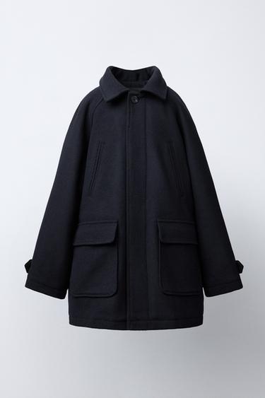 MANTEAU EN DRAP À CAPUCHE - Bleu marine de Zara - Image 1