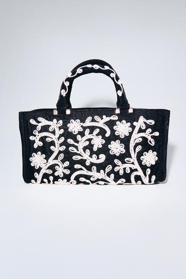 EMBROIDERED CITY BAG - Black by Zara