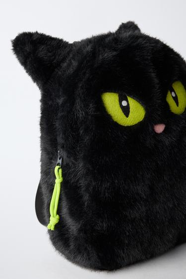 HALLOWEEN SHEEPSKIN CAT BACKPACK - Black by Zara - Image 2