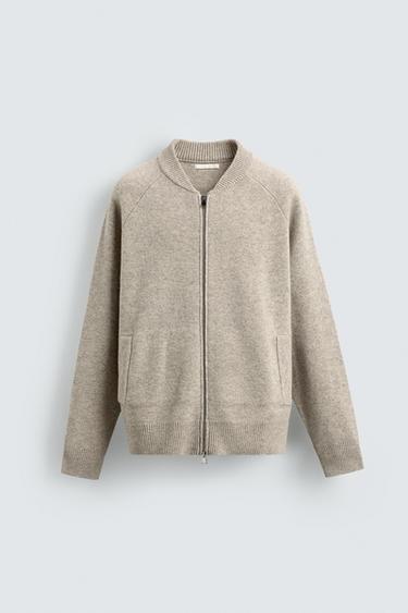Zaras BOMBERJACKA I 100% YLLE - Grå/beige