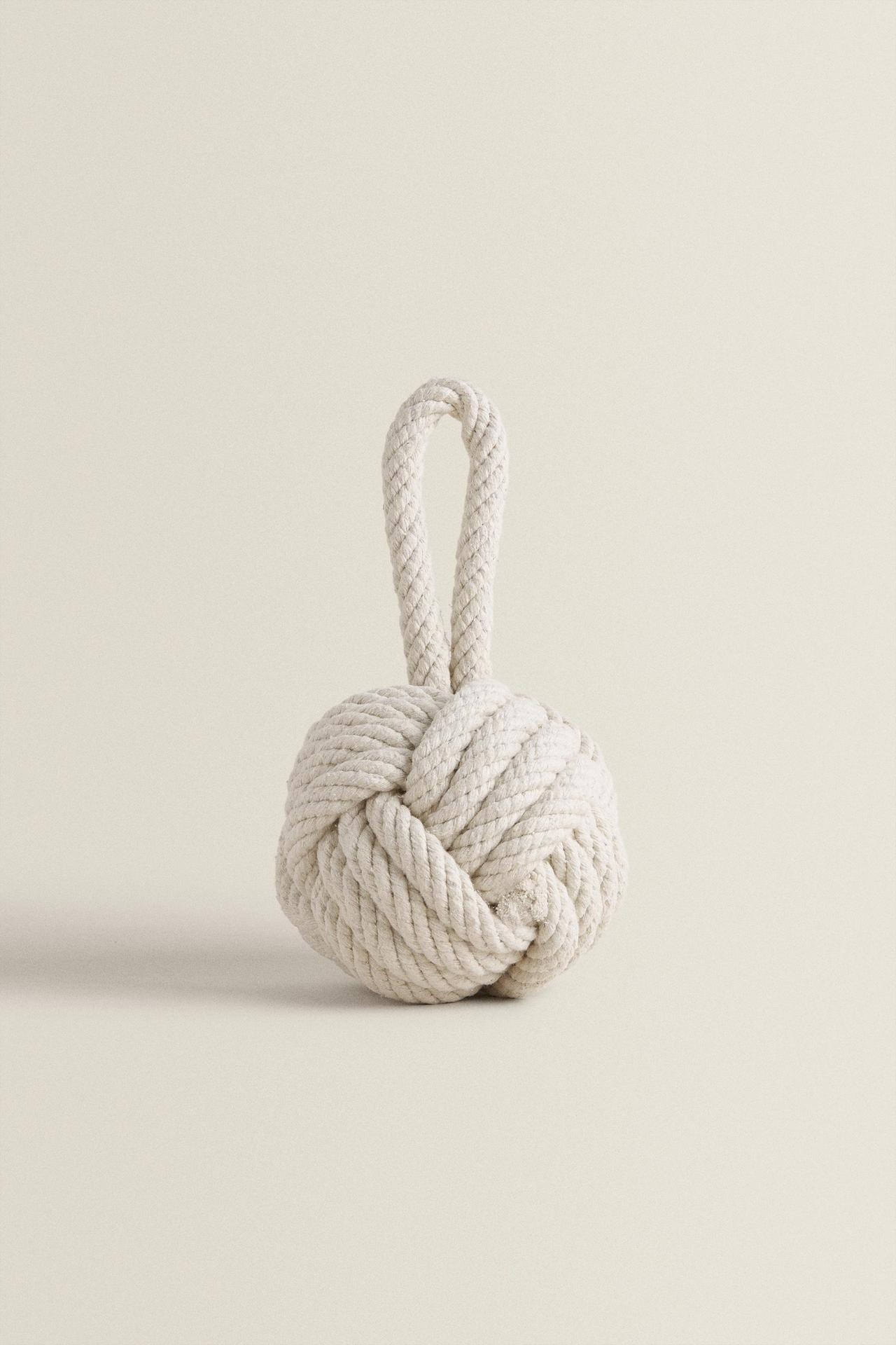 KNOTTED DOORSTOP — Ecru / Beige