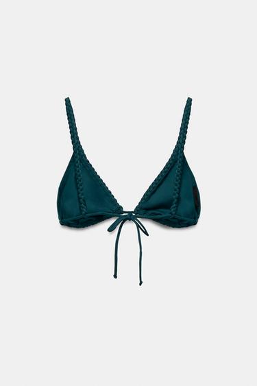BRAIDED TRIANGULAR BIKINI TOP - Green by Zara - Image 6