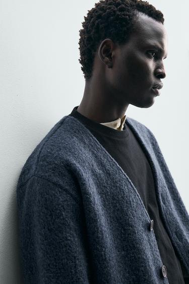 CARDIGAN AVEC TEXTURE DE LAINE - Bleu moyen de Zara - Image 4