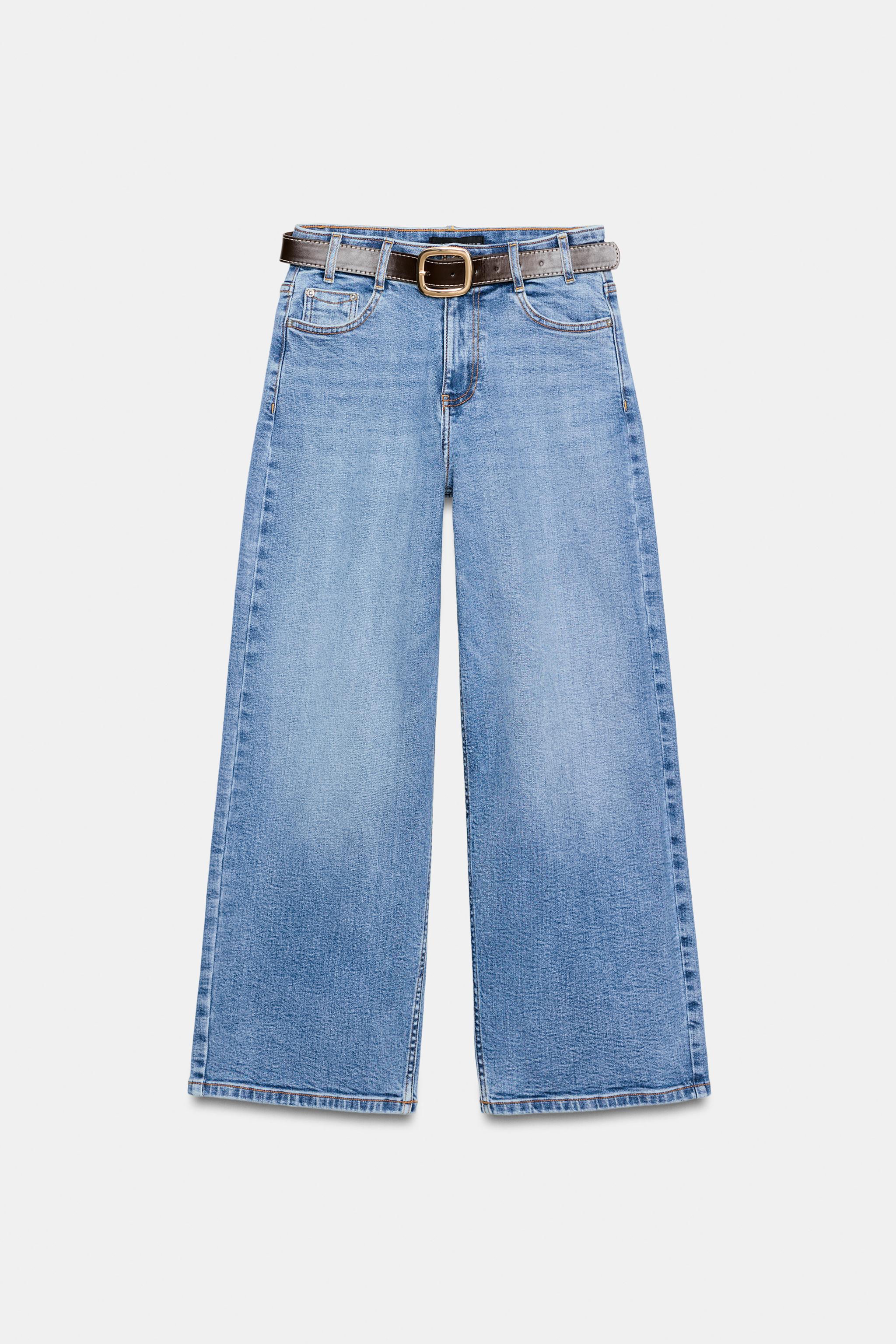 Z1975 BELTED HIGH-WAIST CULOTTE JEANS - Light blue | ZARA United