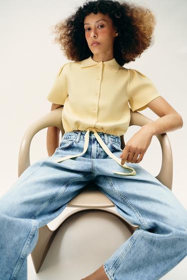 CARDIGAN WITH TIE - Yellow by Zara