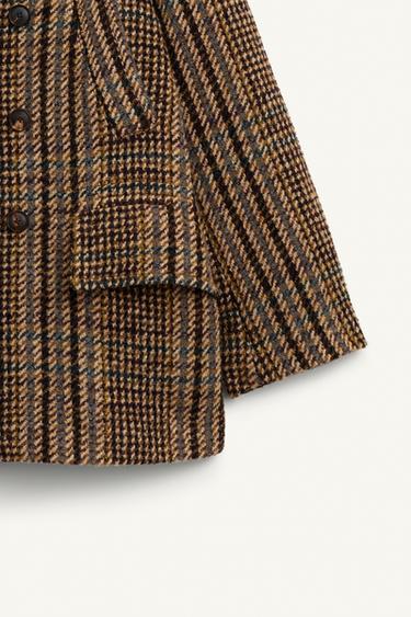 MANTEAU COURT À CARREAUX AVEC ÉCHARPE ÉDITION LIMITÉE - Marron de Zara - Image 13