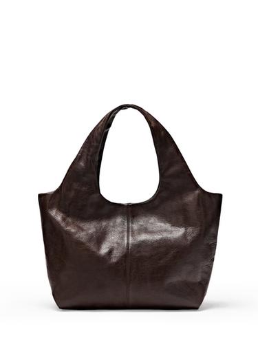 Sac moyen format en cuir nappa - Marron de Zara