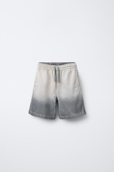 Zara 漸層染色牛仔短褲 - 黑色