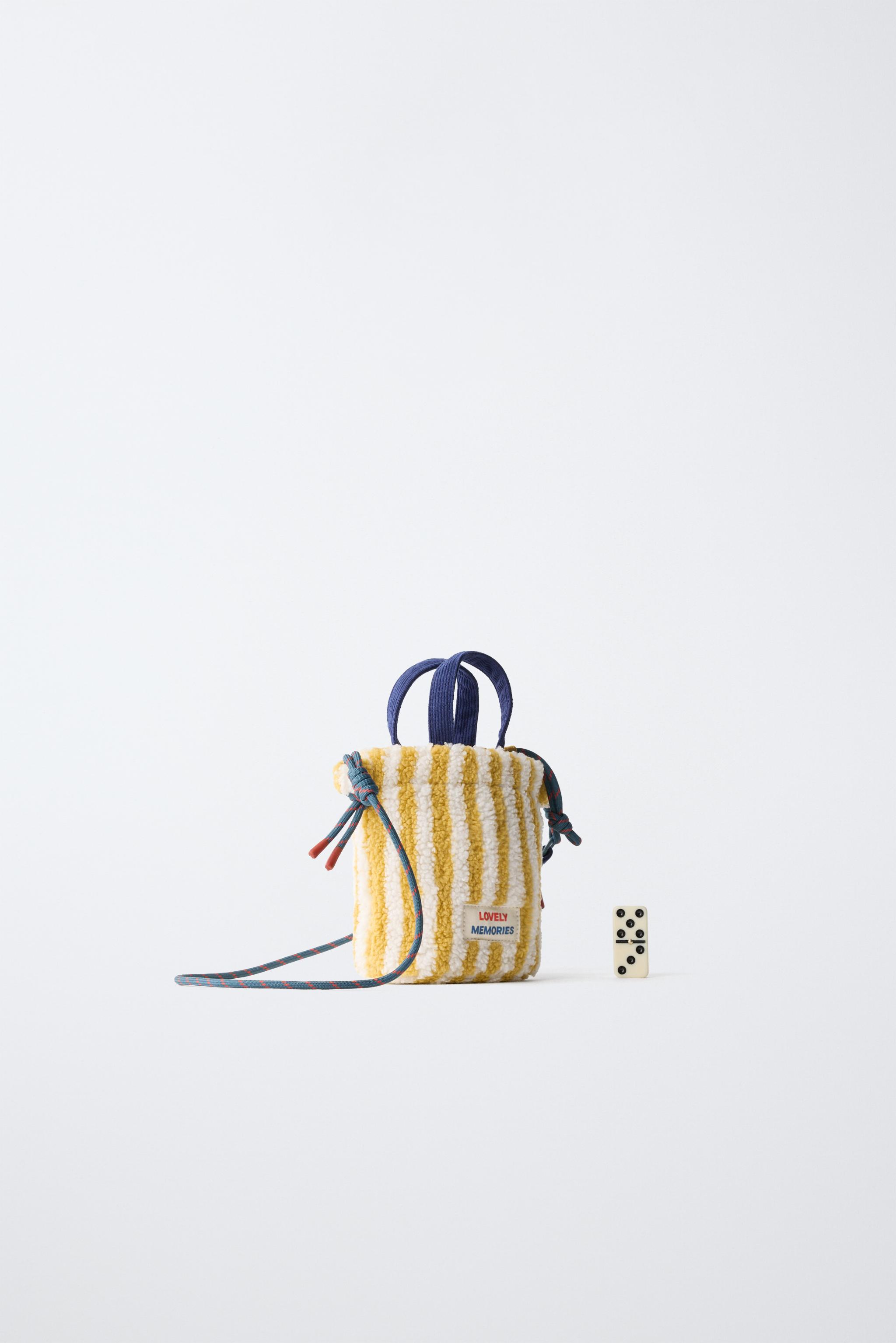 SAC BANDOULIÈRE RAYURES EFFET MOUTONNÉ