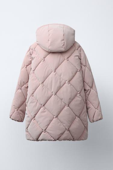 MANTEAU LONG REMBOURRÉ EFFET GOMME - Rose pâle de Zara - Image 3