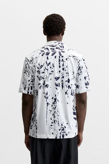 CHEMISE ÉLASTIQUE À IMPRIMÉ FEUILLES - Blanc de Zara - Image 2