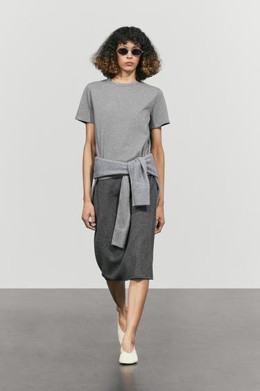 Zara 100% cotton short sleeve T-shirt - Gray - Image 0