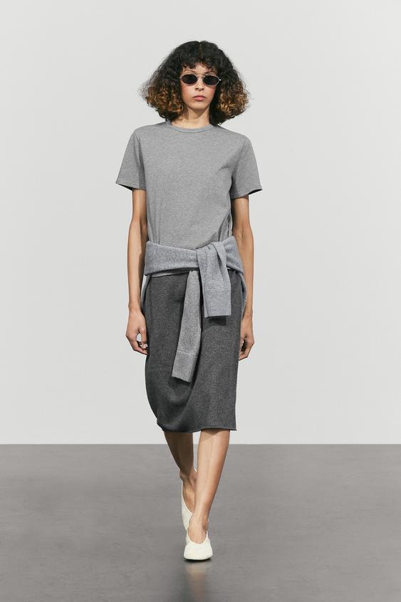 Zara 100% cotton short sleeve T-shirt - Gray - Image 0