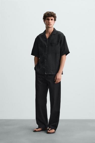 TEXTURED STRAIGHT FIT TROUSERS - Black by Zara - Image 0