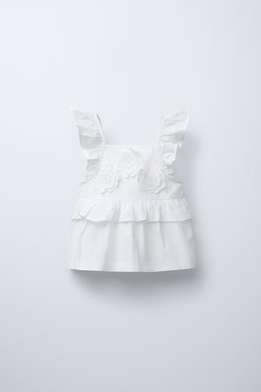 RUFFLED FLORAL TOP - Ecru by Zara - Image 0